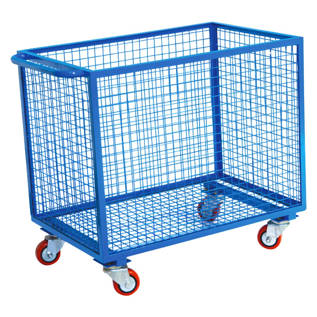 Fabric Trolley T-033 with Mesh Basket and Caster Wheels