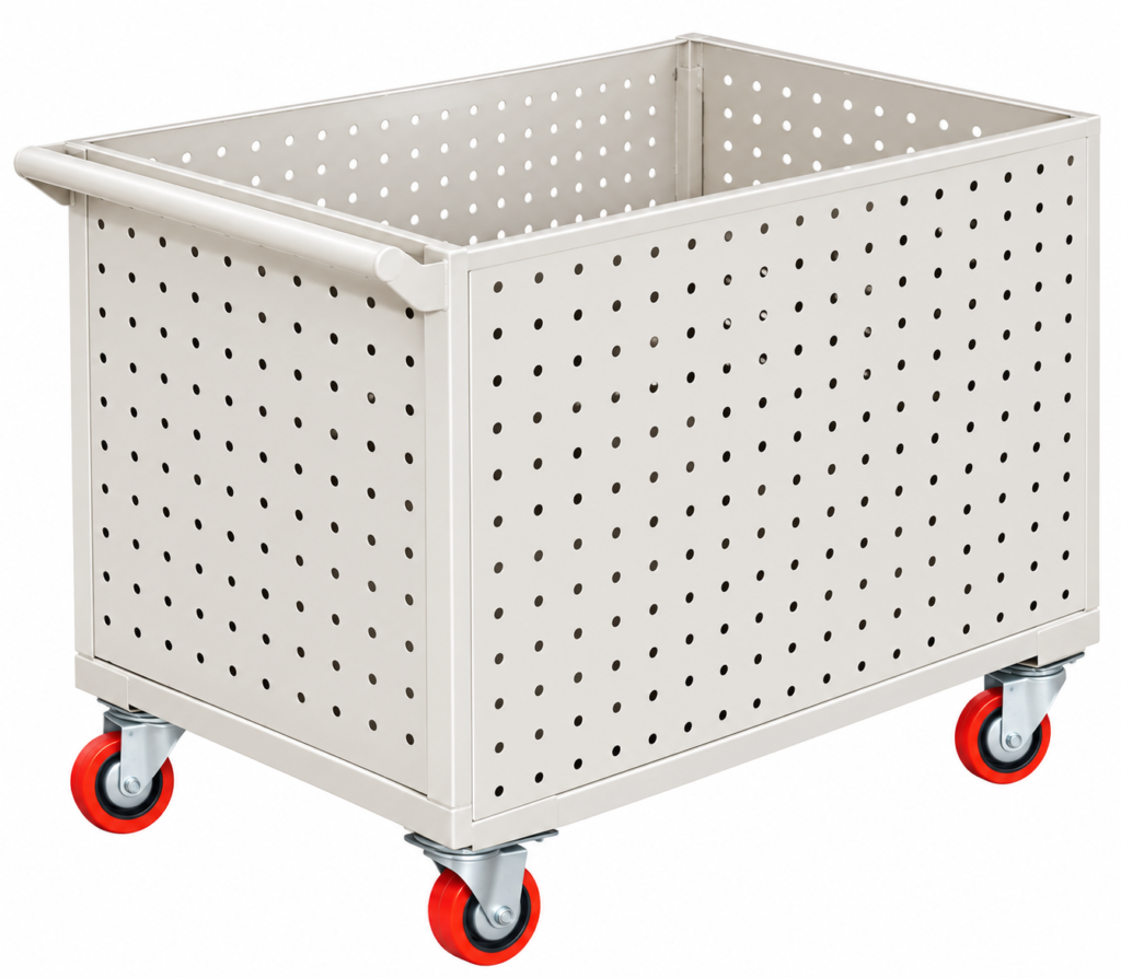 Fabric Trolley T-036 with Perforated Metal Body and Caster Wheels