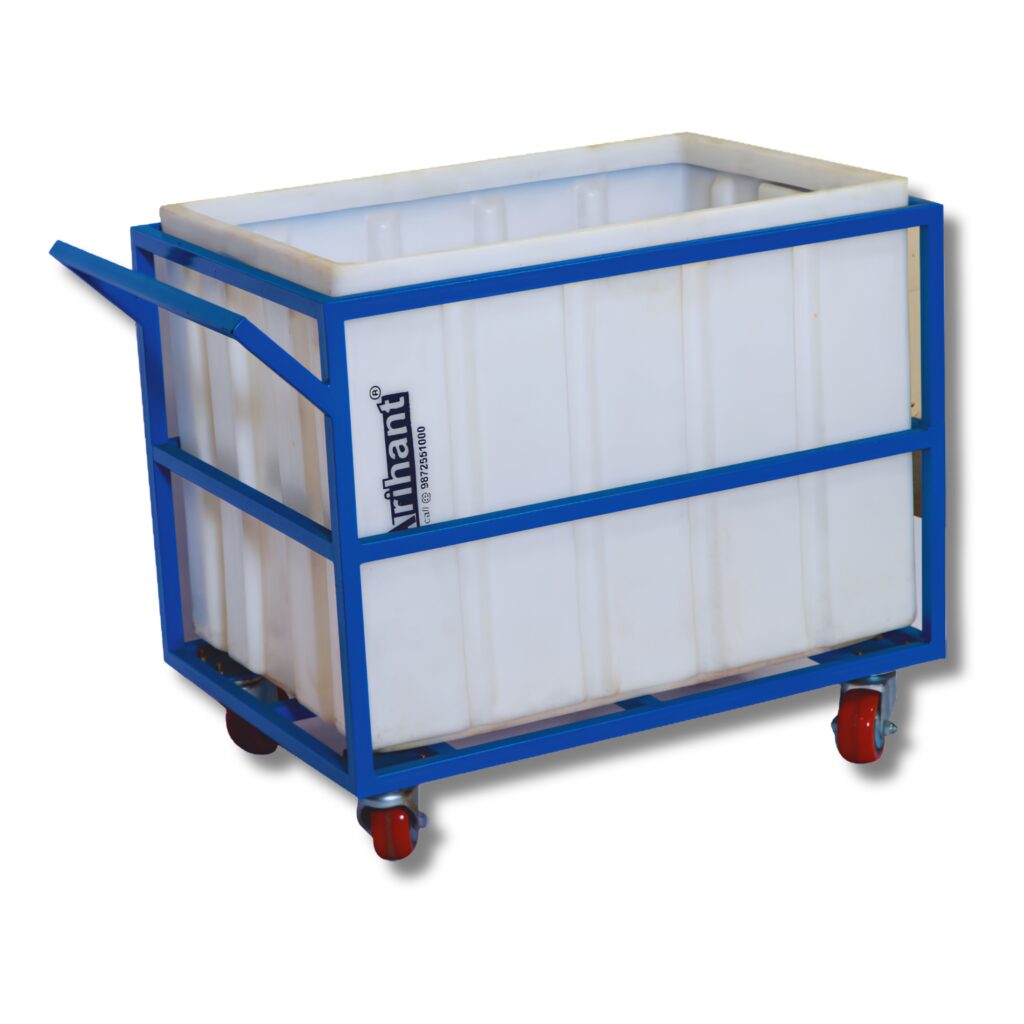 Washing Trolley WT-026 with blue powder-coated frame and plastic open tub