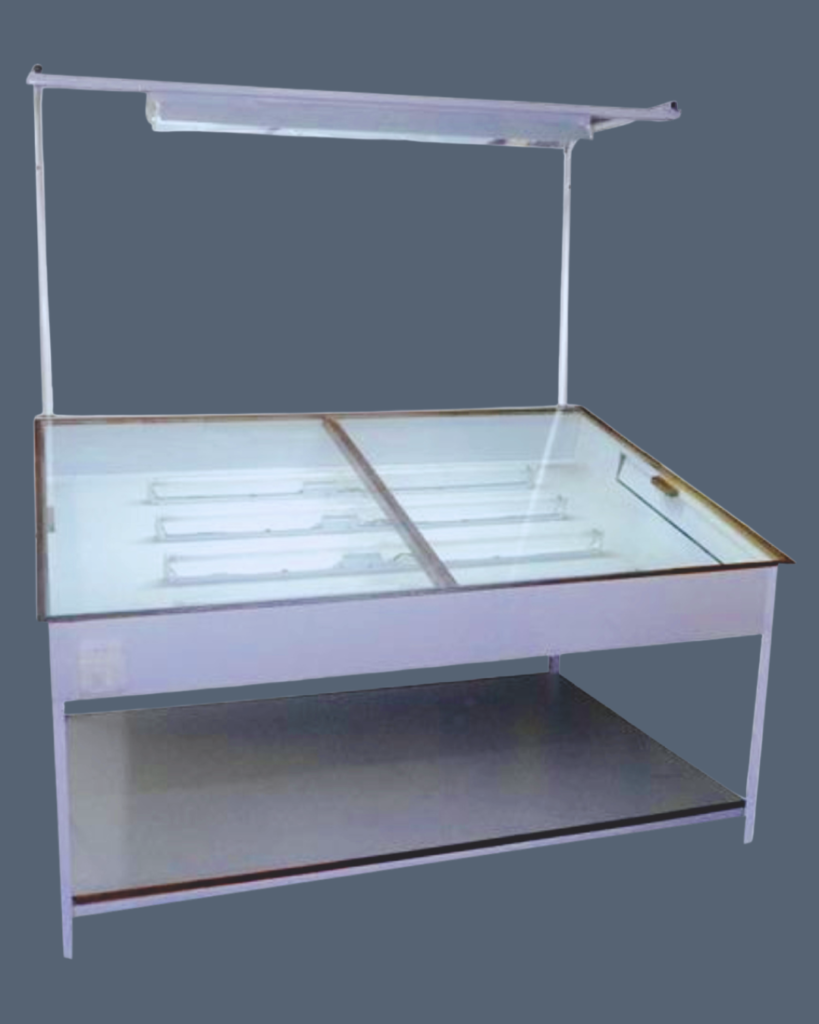 Inspection Table IT-007 with LED lighting and glass surface for garment fabric quality checking